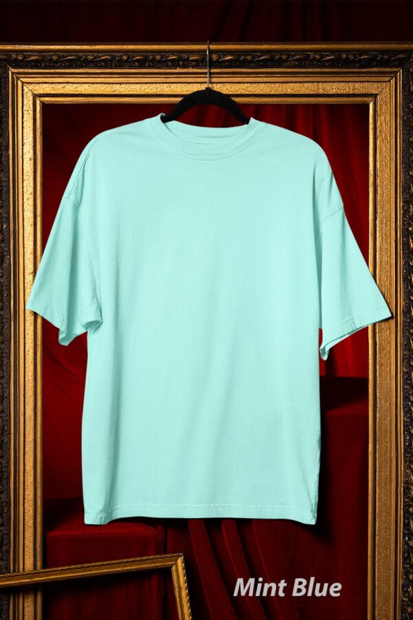 Plain Round Neck Oversized Fit Cotton T-Shirt, 180 GSM in Mint Blue