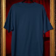 Plain Round Neck Oversized Fit Cotton T-Shirt, 180 GSM in Navy Blue