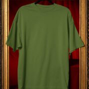 Plain Round Neck Oversized Fit Cotton T-Shirt, 180 GSM in Olive Green