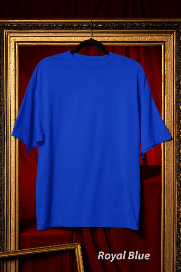 Plain Round Neck Oversized Fit Cotton T-Shirt, 180 GSM in Royal Blue