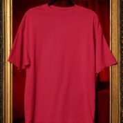 Plain Round Neck Oversized Fit Cotton T-Shirt, 180 GSM in Red