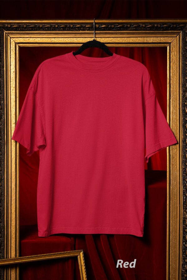 Plain Round Neck Oversized Fit Cotton T-Shirt, 180 GSM in Red