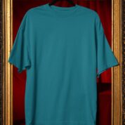 Plain Round Neck Oversized Fit Cotton T-Shirt, 180 GSM in Turquoise Blue