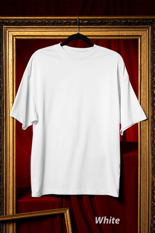 Plain Round Neck Oversized Fit Cotton T-Shirt, 180 GSM in White